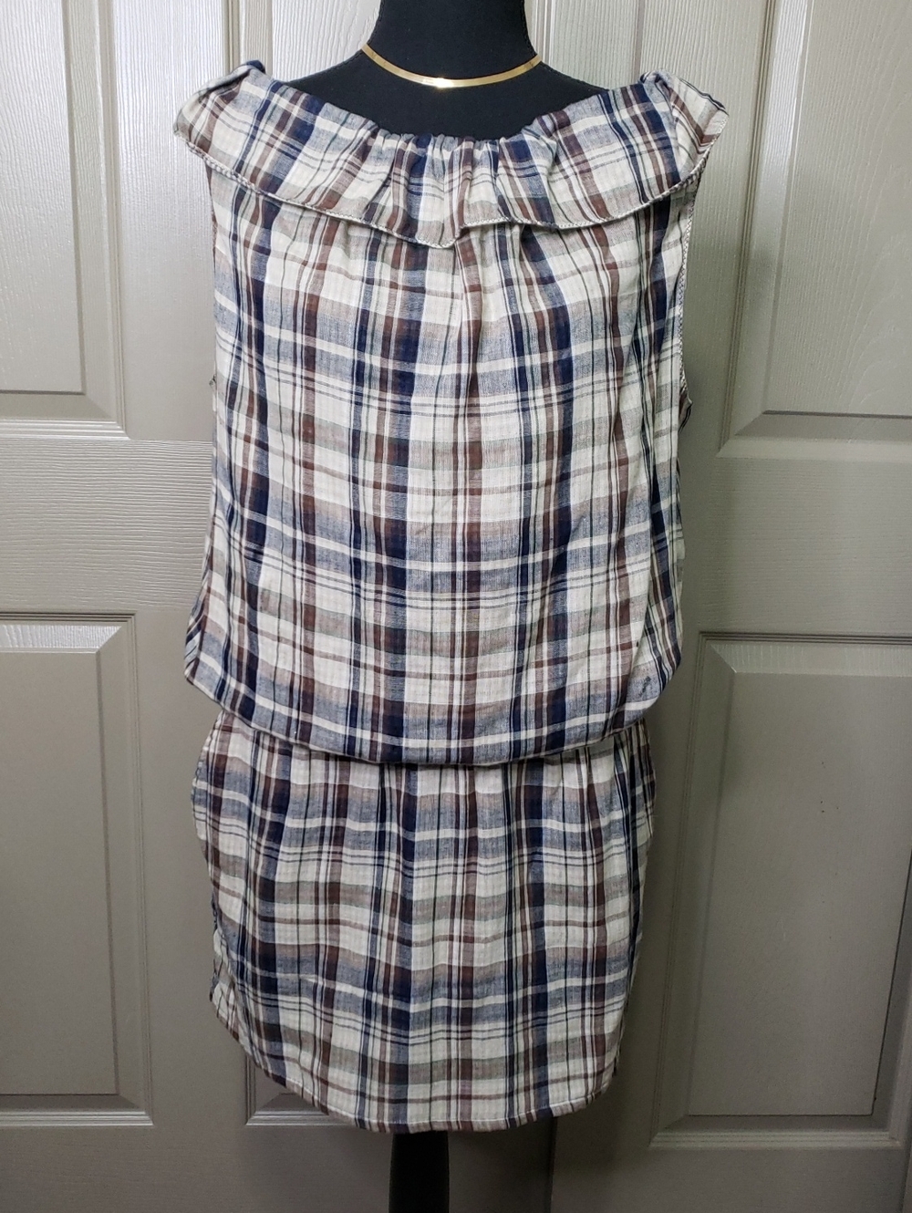 NWT M S S P Max Studio Specialty Products Cotton Plaid Dress Size Medium